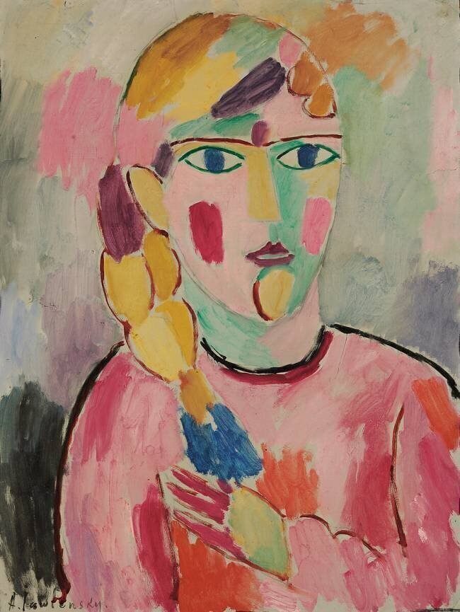 Girl with Blue Eyes and a Ponytail Alexej von Jawlensky