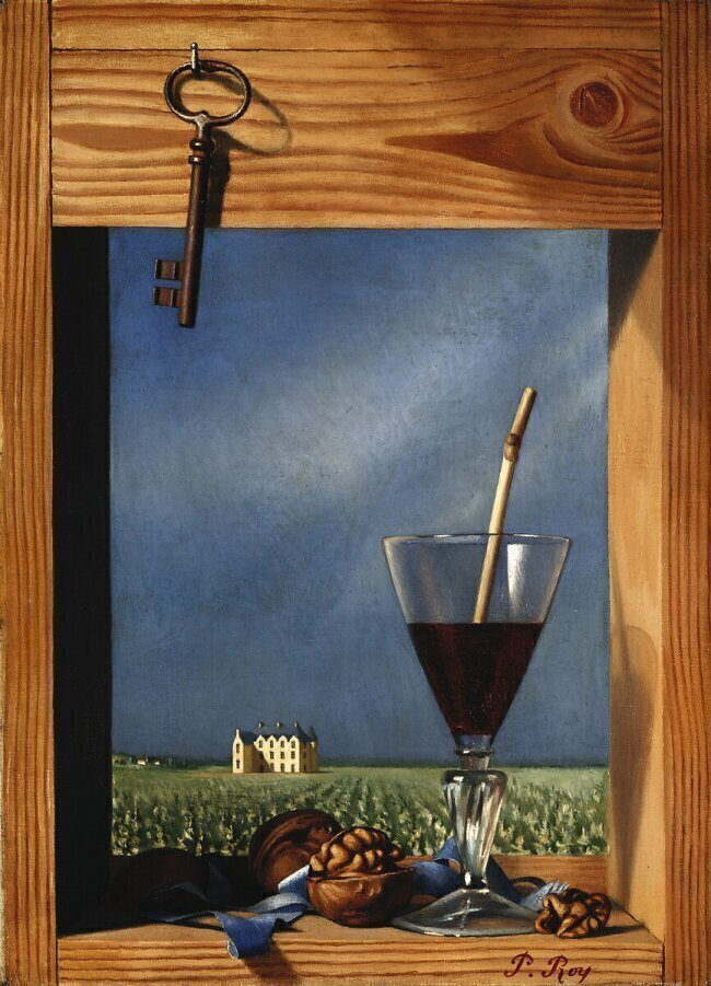 Glass of wine in front of a castle Pierre Roy