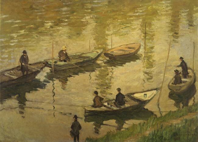 Group of fishermen on the Seine near Poissy Claude Monet