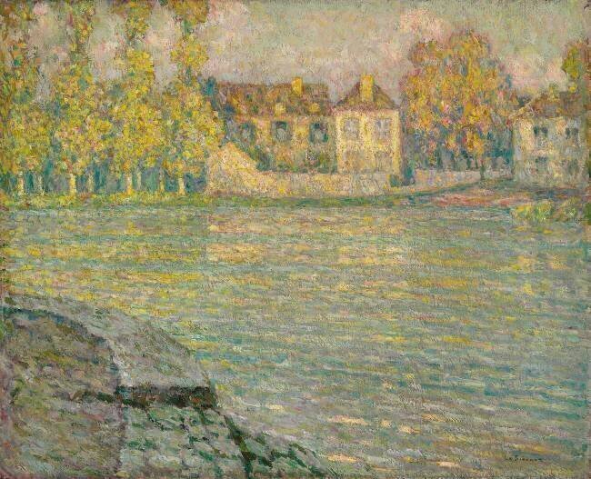 Houses by the River at Sunset Henri Le Sidaner