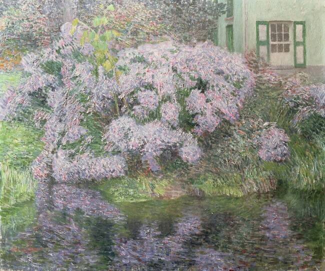 Hydrangeas on the banks of the River Lys Emile Claus