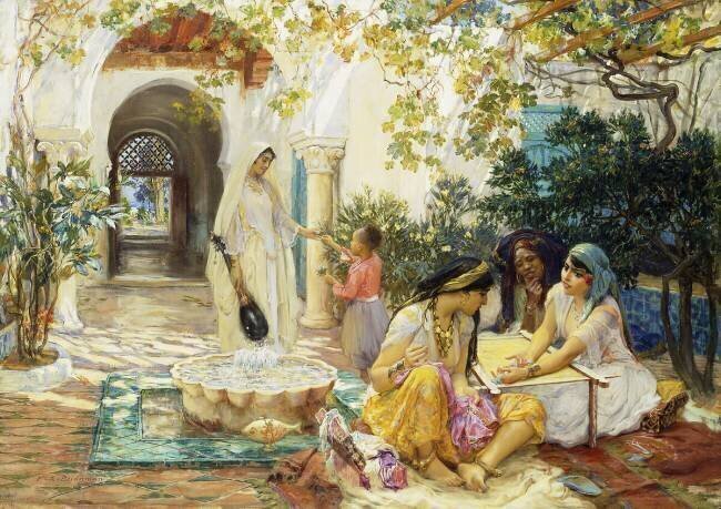 In a Village at El Biar Frederick Arthur Bridgman