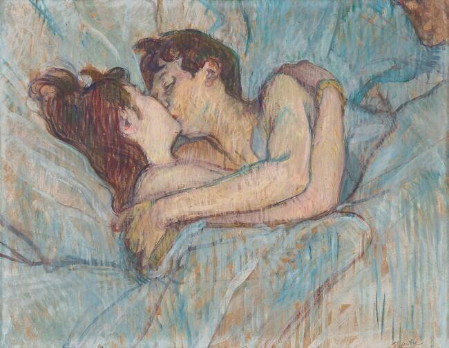In bed, the kiss Henri de Toulouse-Lautrec