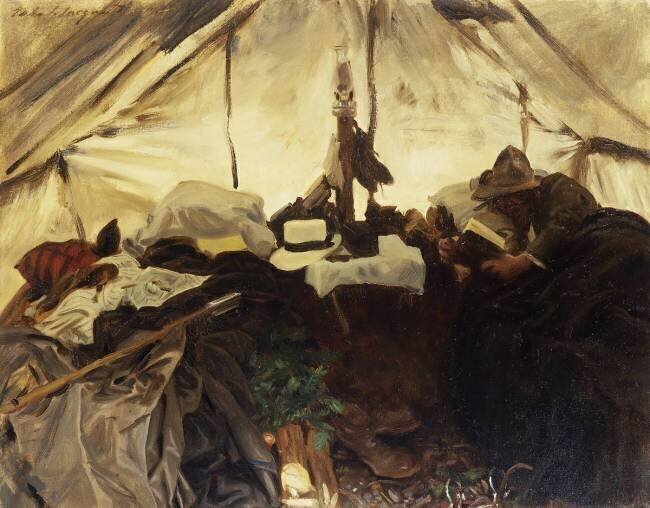 Inside a tent in the Canadians Rookies John Singer Sargent