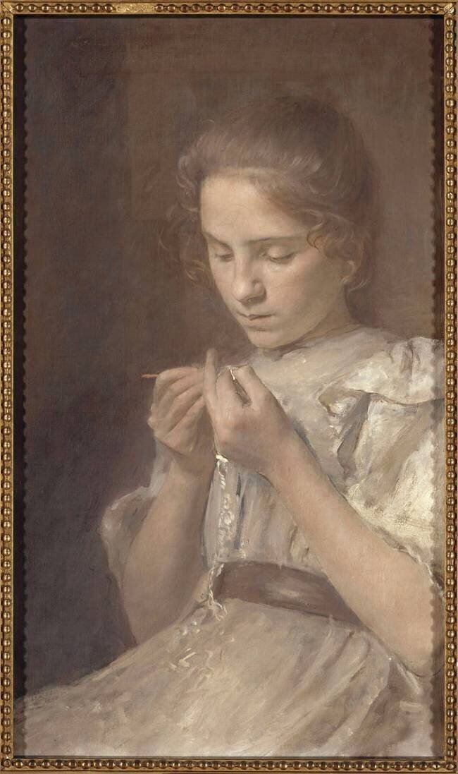 Jeune fille faisant du crochet François Joseph Guiguet