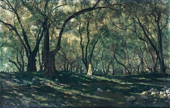 Jeune fille sous les oliviers - Menton Henry Brokman