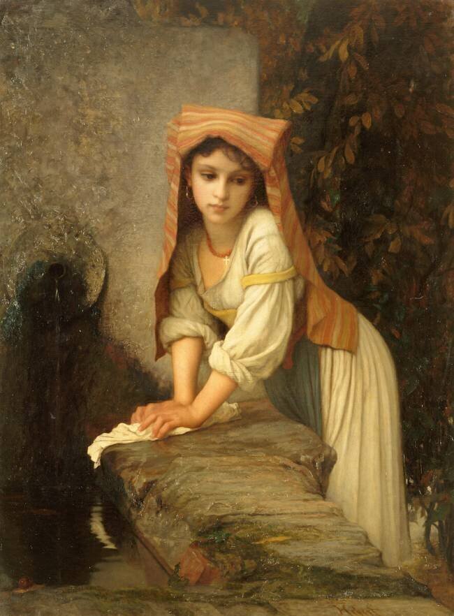 Jeune lavandière, songeuse Ernest Hébert