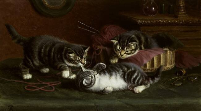 Kätzchen beim Spielen Horatio Henry Couldery
