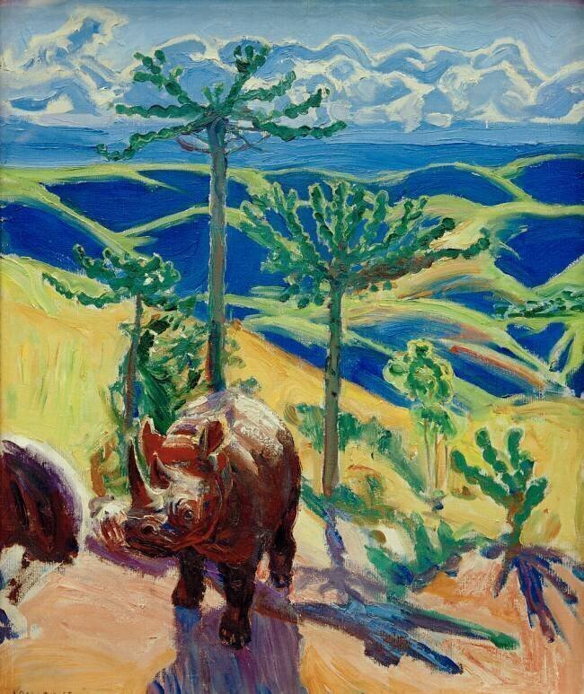 Killed rhinoceros Akseli Gallen-Kallela