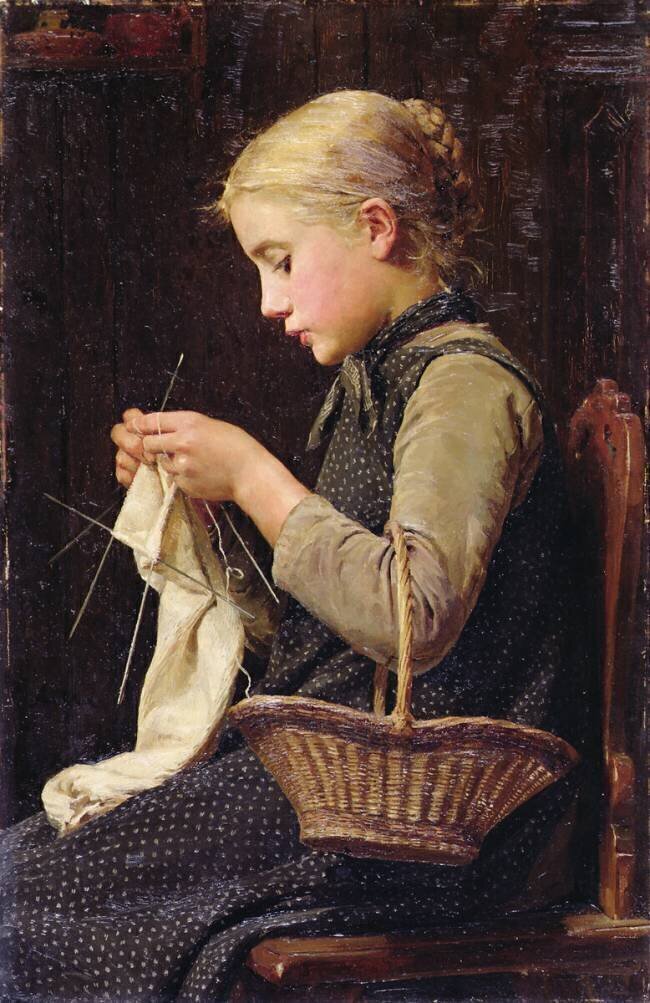 Knitting Girl Albert Anker