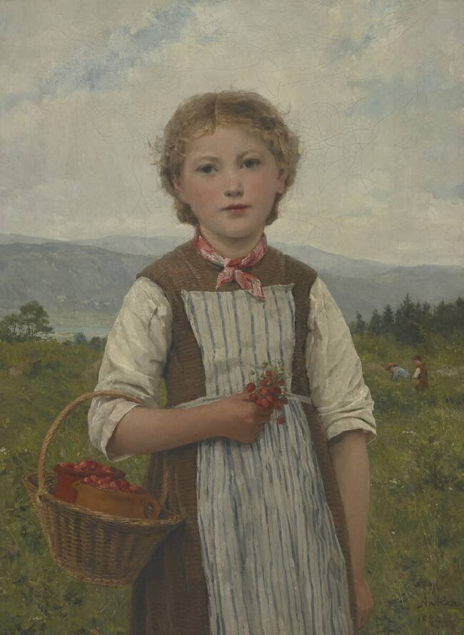 La Mariette aux fraises Albert Anker