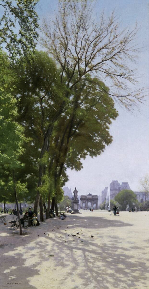 Le Jardins des Tuileries avec l'Arc de Triomphe du Carrousel Edme-Emile Laborne