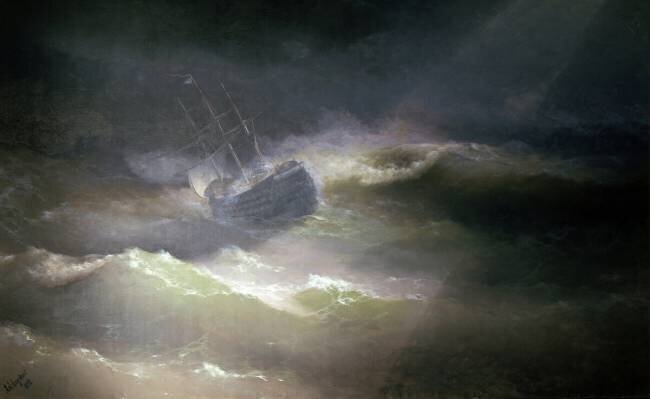 Le navire Maria dans l'orage Ivan Aivazovsky