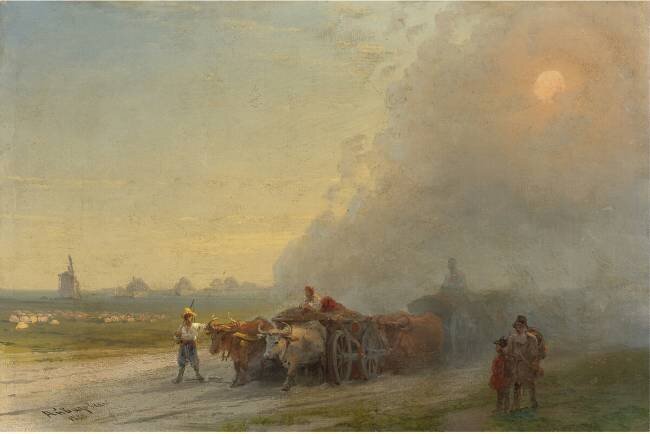 Les chariots de bœufs dans la steppe ukrainienne Ivan Aivazovsky