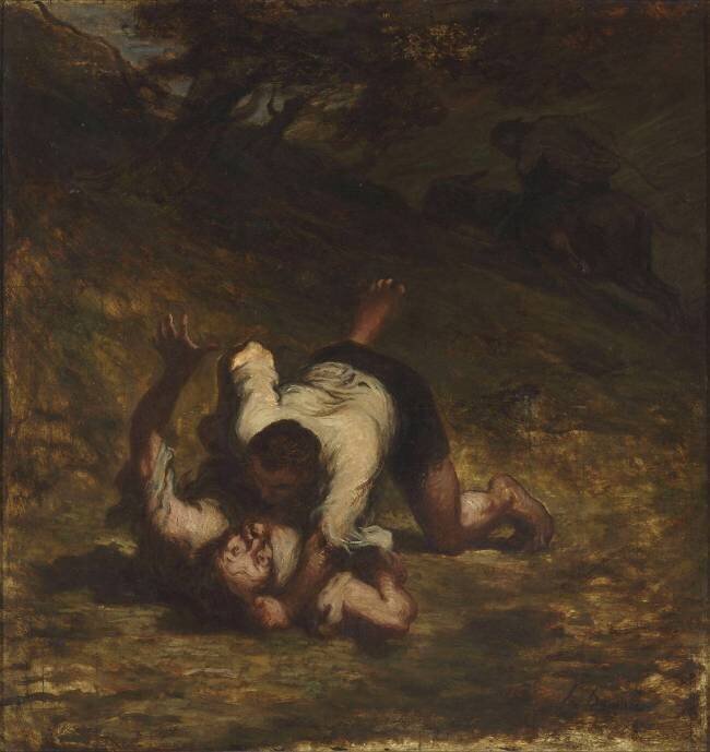 Les Voleurs et l'âne (La Fontaine) Honoré Daumier