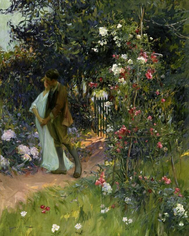 Lovers Stroll in the Garden Henri-Gaston Darien