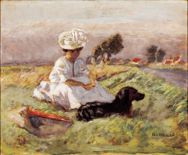 Madame Bonnard The painter's wife is sitting in the clash with her dog Pierre Bonnard