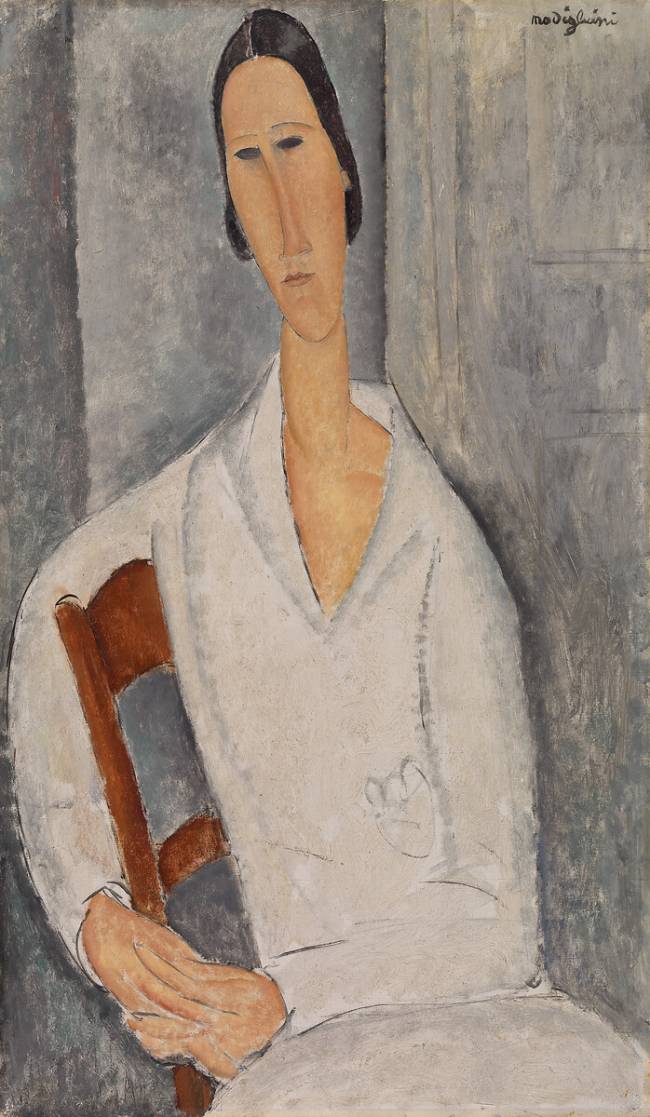 Madame Hanka Zborowska Leaning on a Chair Amedeo Modigliani