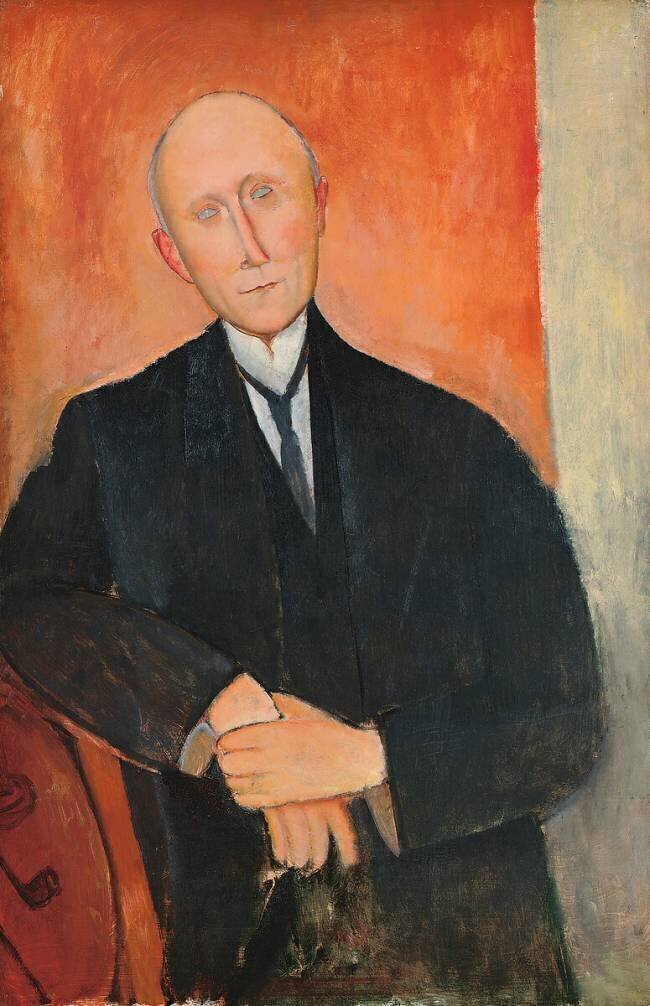 Man on orange background Amedeo Modigliani