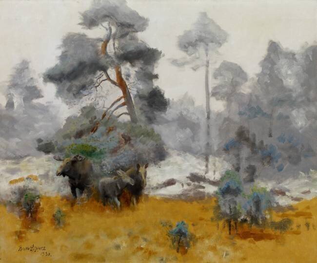 Moose Family Entering a Clearing Bruno Liljefors