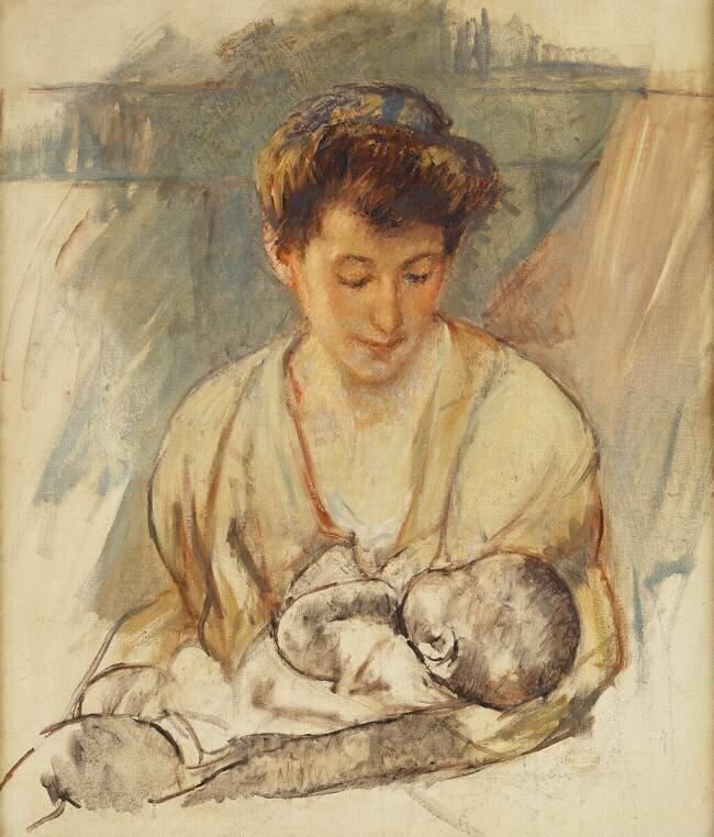 Mother Rose Looking Down at her Sleeping Baby Mary Cassatt
