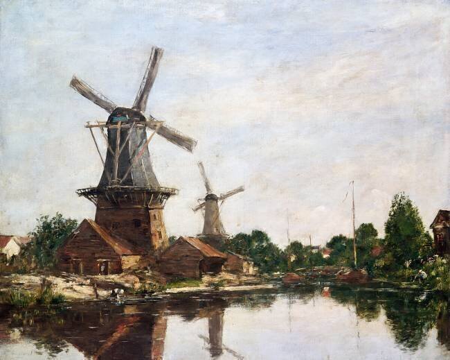 Moulins en Hollande Eugène Boudin