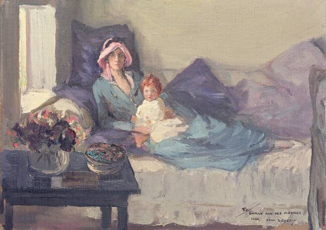 Mrs Winston Churchill with her daughter John Lavery