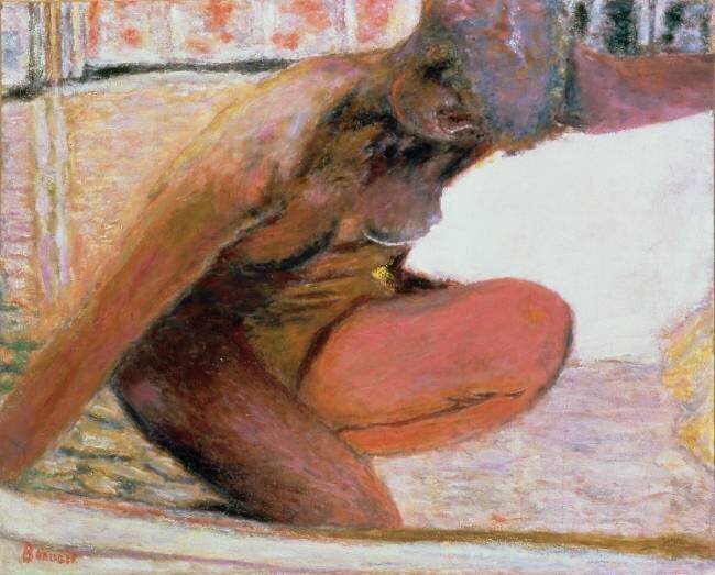 Nude Crouching in the Bath Pierre Bonnard