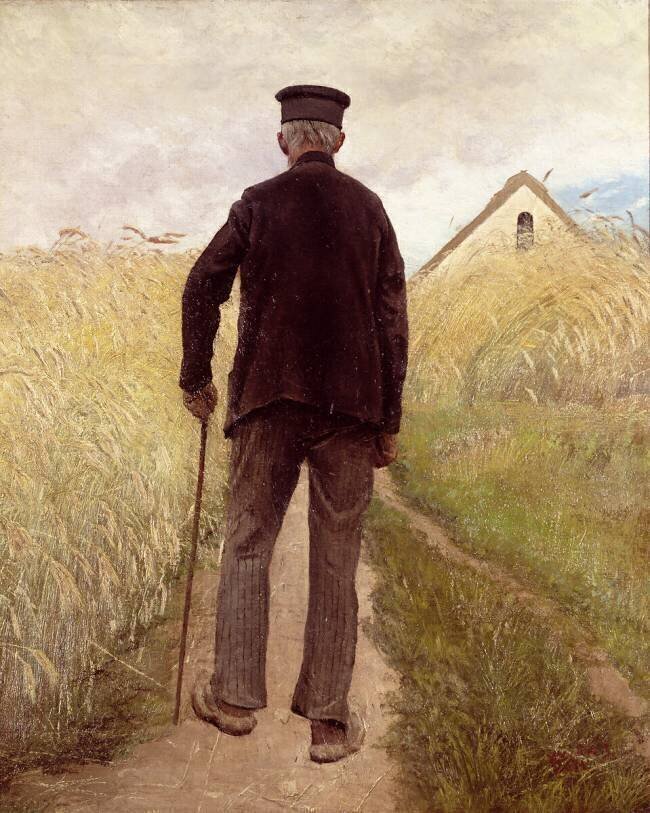 Old man walking in a rye field Laurits Andersen Ring