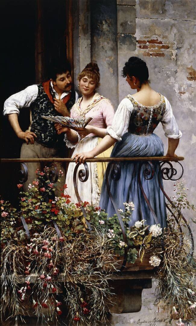 On the Balcony Eugene Von Blaas
