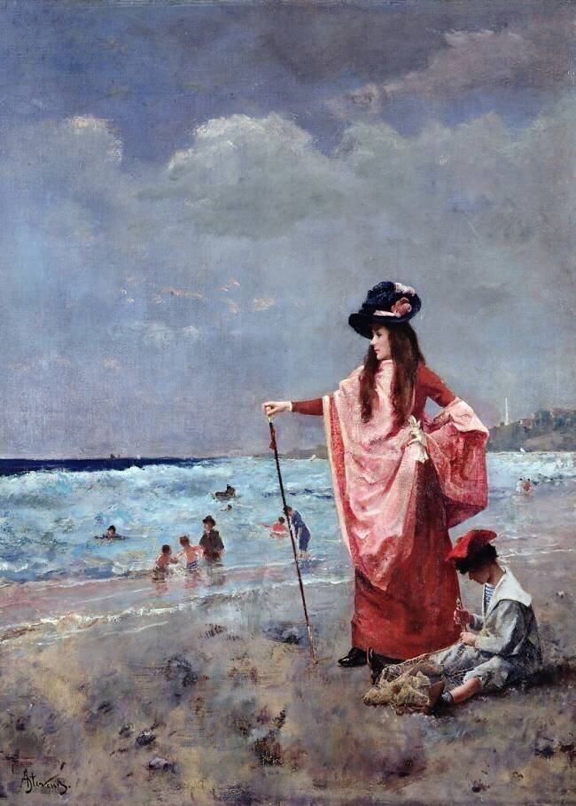 On the Beach Alfred Stevens