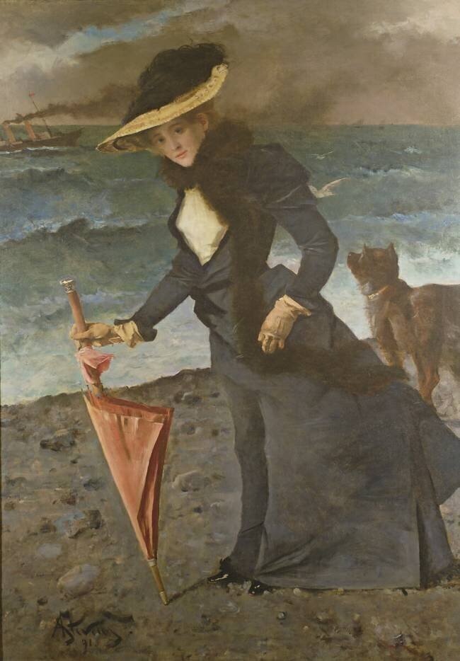 On The Sea Shore Alfred Stevens