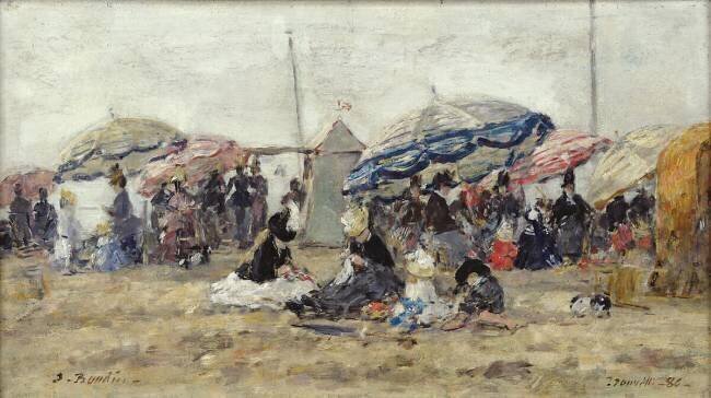 Parasols on the Beach at Trouville Eugène Boudin