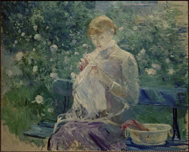 Pasie sewing in the garden at Bougival Berthe Morisot