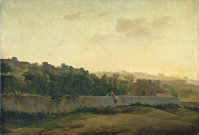 Paysage, effet de soir tombant Louis Gabriel Moreau the Elder