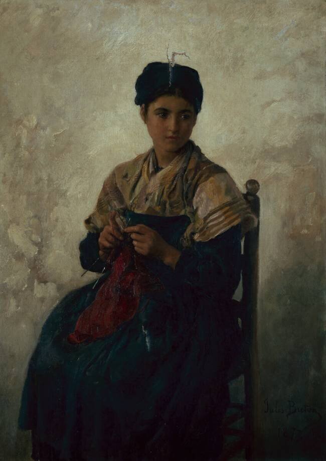 Peasant Girl Knitting Jules Breton