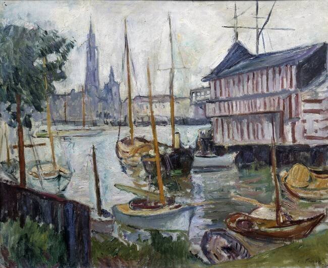 Pond with fishing boats Achille Emile Othon Friesz