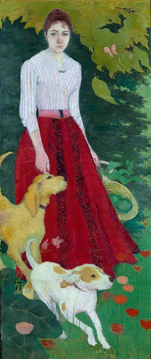 Portrait in Foot of Mademoiselle Andree Bonnard with Her Dogs Pierre Bonnard