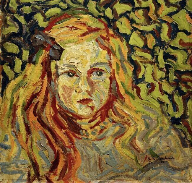 Portrait of a Child : Little Blond Girl with a Ribbon on her Hair Ernst Ludwig Kirchner