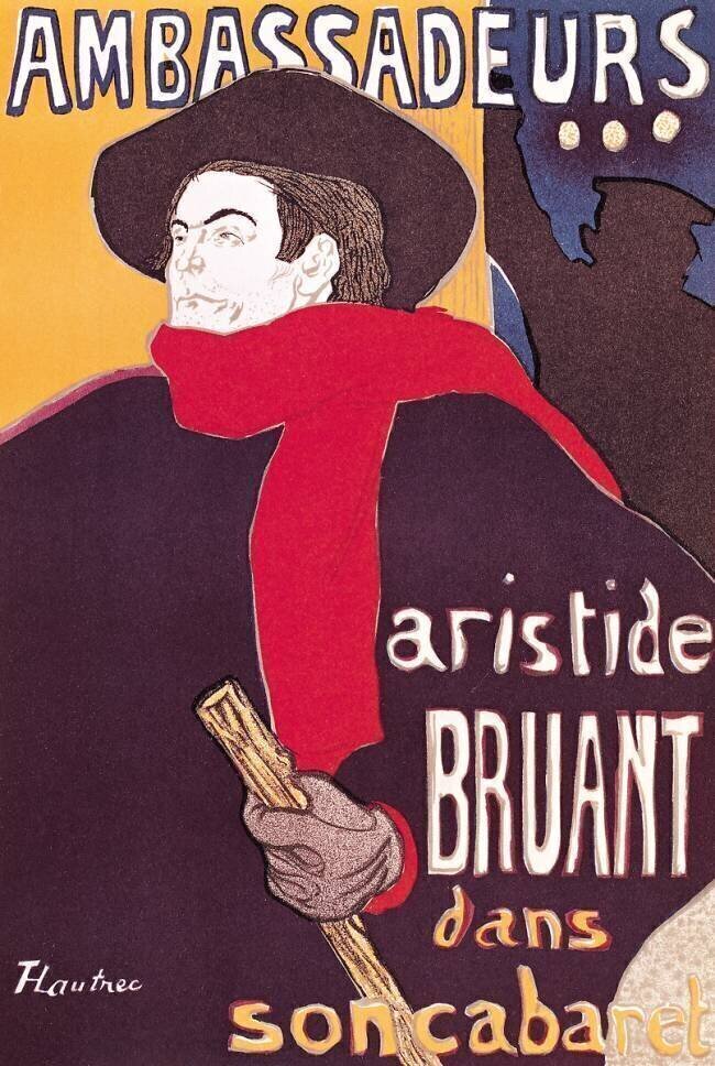 Poster advertising Aristide Bruant in his cabaret at the Ambassadeurs Henri de Toulouse-Lautrec