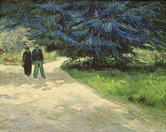 Public Garden with Couple and Blue Fir Tree: The Poet's Garden III Vincent van Gogh