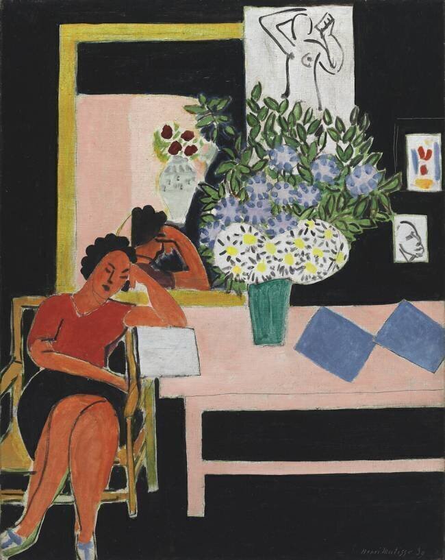 Reading light on black background Henri Matisse