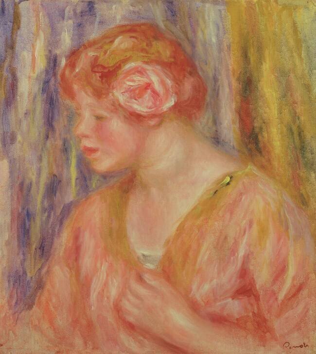 Red Headed Woman with Roses in her Hair Auguste Renoir