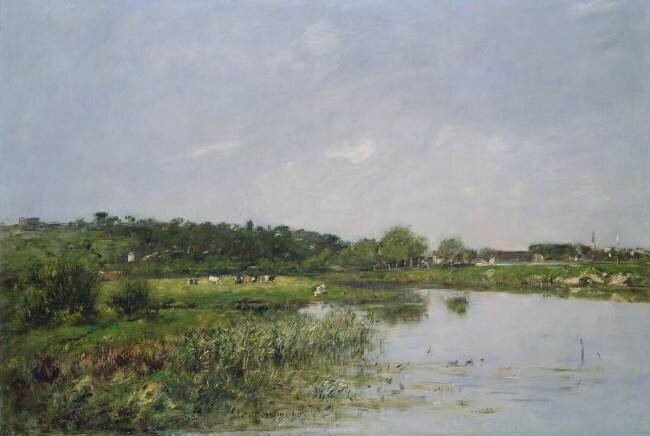 Riverside at La Touques Eugène Boudin