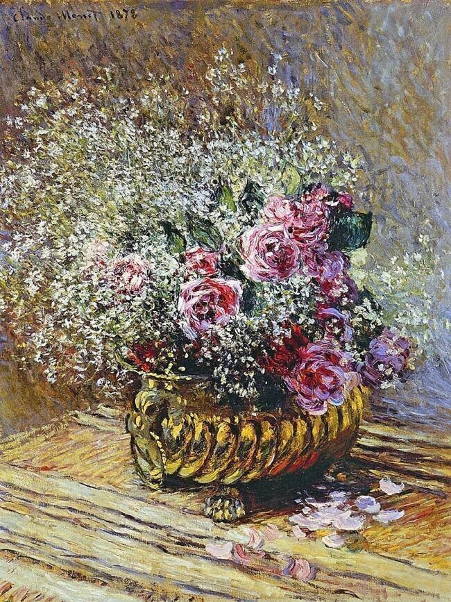 Roses in a Copper Vase Claude Monet