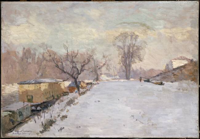 Route au bord de la Seine, à Neuilly, en hiver Albert Lebourg