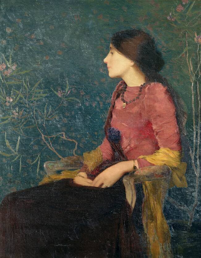 Seated Portrait of Thadee-Caroline Jacquet Edmond Aman-Jean