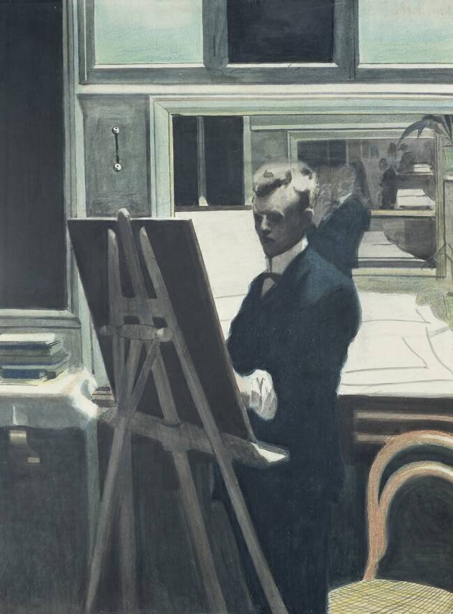 Self Portrait with Easel in the Mirror Léon Spilliaert
