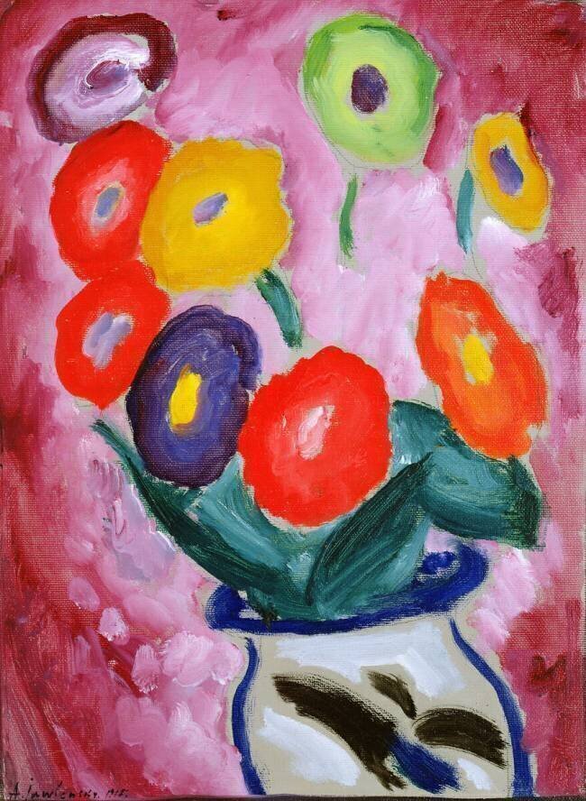 Still Life : Flower Pot on the Corner of the Table Alexej von Jawlensky