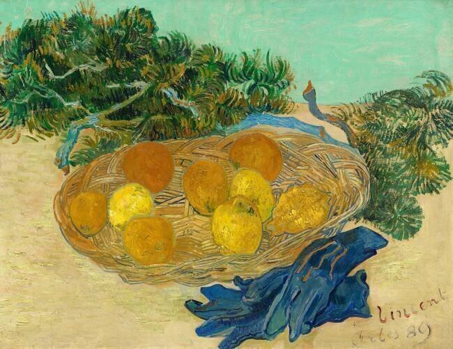 Still Life of Oranges and Lemons with Blue Gloves Vincent van Gogh